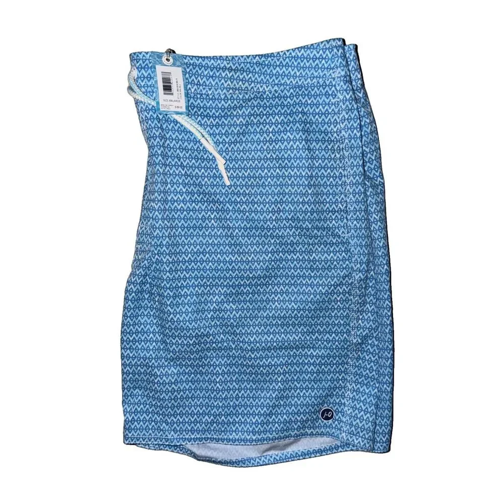 NWT Johnnie-O Malta 7” Swim Trunks Men’s XXL 2XL Maliblu Blue Geometric $89
